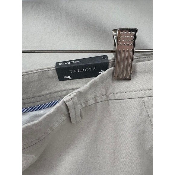 Talbots NWT Relaxed Chino Pants 16 light khaki beige stretch cotton ankle solid - Picture 3 of 8